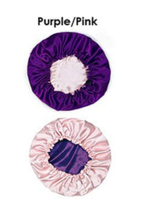 Satin Bonnet Adjustable Doubled - Layered- Purple/Pink